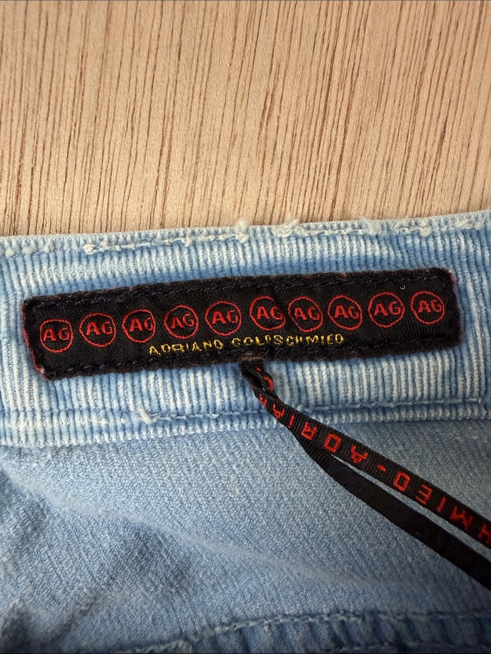 AG Adriano Goldschmied The Angel Distressed Corduroy Pants Light Blue Bootcut 31 - Picture 4 of 12